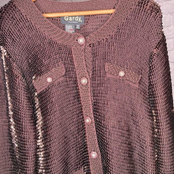 New Vintage 80s Gardy California M Luxe Sequin Embellished Knit Cardigan Sweater - Picture 3 of 6